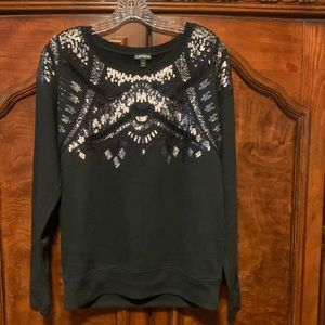 Express: Black ✨With Silver & Gray Sequins✨ & Black Beeding Sweatshirt